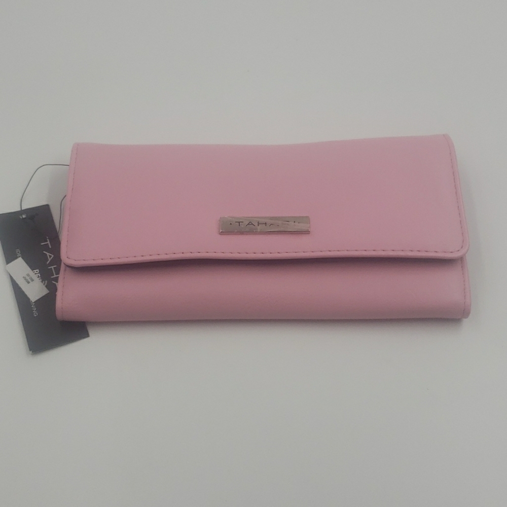 Tahari pink tri-fold wallet